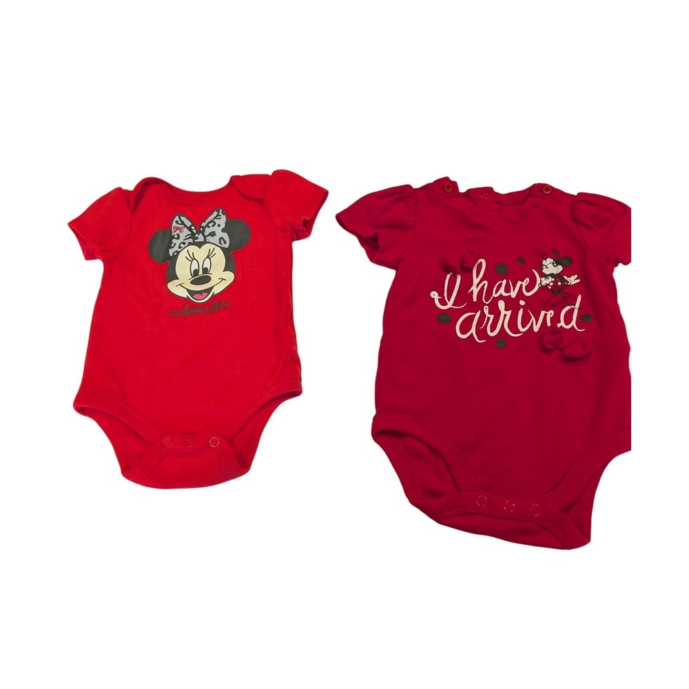 Disney Baby Minnie Mouse Red Bodysuit Set 3-6M 12-18M I Have Arrived Adorable